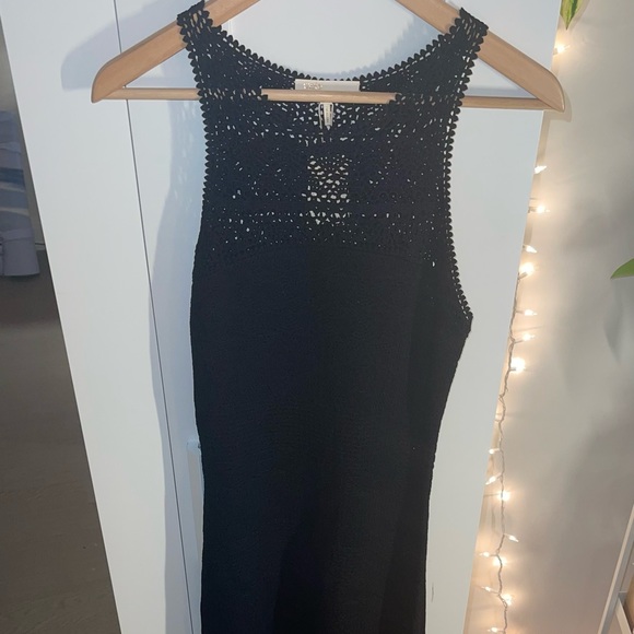 MAJE NEW LONG CROCHET DRESS BLACK SIZE 36 - Picture 3 of 9